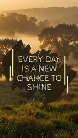 Inspirational motivational quote. Every day is a new chance.