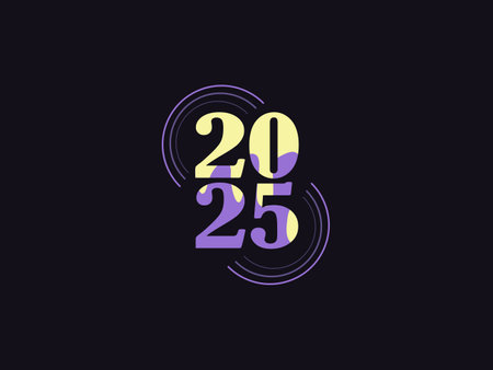 A sleek 2025 design with a modern, minimalist touch. Ideal for New Year posters, event decorations,...