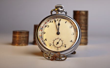 clock and moneyの写真素材