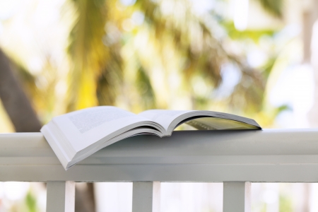 reading on the terraceの写真素材