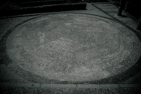 Circular Design pattern texture in the jardines of Alcazar de los Reyes Cristianos, Cordoba, Spain, Europeの写真素材