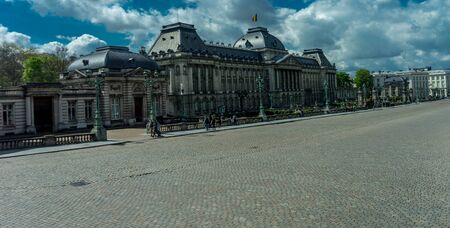 The Royal Palace of Brussels, Belgium, Europe on a bright summer day with blue skyのeditorial素材
