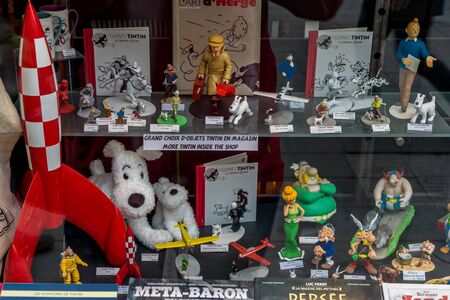Brussels, Belgium - April 17 :  Memorabilia of Tintin, Asterix and Obelix the cartoon character...