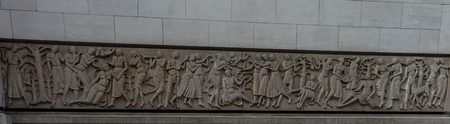 Brussels, Belgium - April 14 : Figures of art depicted on the walls of a street in Brussels on April 14, 2017, Belgiumのeditorial素材
