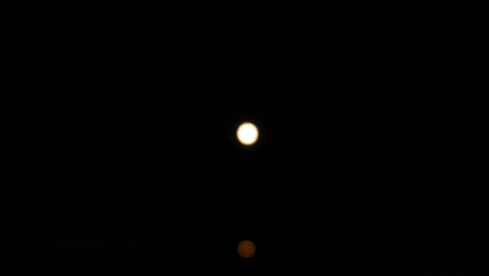 Switzerland, Basel, LOW ANGLE VIEW OF MOON AGAINST SKY AT NIGHT in Europeの写真素材