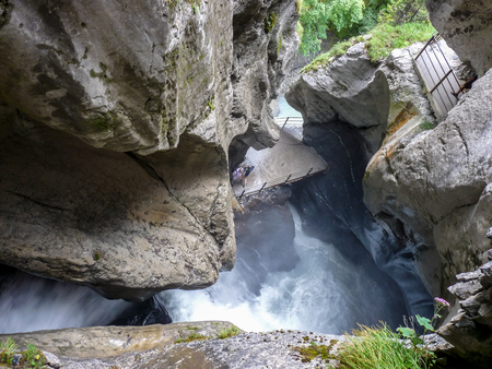 Switzerland, Lauterbrunnen, Europe,  SCENIC VIEW OF WATERFALLの写真素材