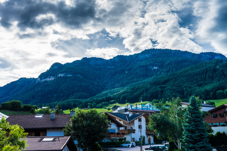 Kastelruth, Italy - 29 June 2018: The cityscape and townscape of Kastelruth, Castelrotto in Italyのeditorial素材