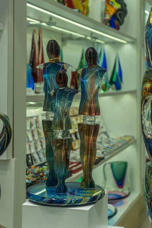 Venice, Italy - 30 June 2018: glass artifacts on display in a shop in Venice, Italyのeditorial素材