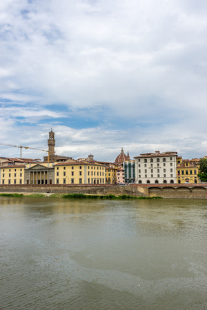 Florence, Italy - 25 June 2018: The Palazzo Vecchio over the Arno River in Florence, Italyのeditorial素材