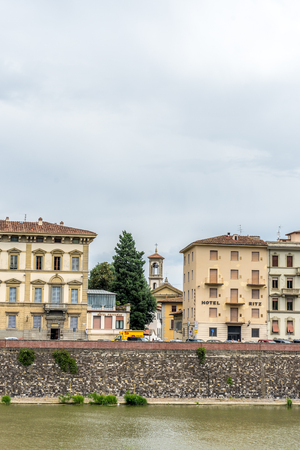 Florence, Italy - 25 June 2018: The hotel Ritz in Florence near the arno River, Italyのeditorial素材