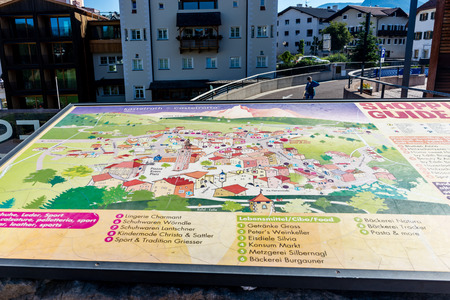 Kastelruth, Italy - 30 June 2018: The map of Kastelruth, Castelrotto in Italyのeditorial素材