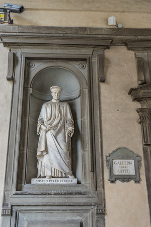 Florence, Italy - 25 June 2018: Gallery of the Uffizi over the Arno river in Florence, Italyのeditorial素材