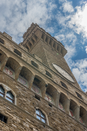 Florence, Italy - 25 June 2018: The Palazzo Vecchio at Piazza della Signoria in Florence, Italyのeditorial素材