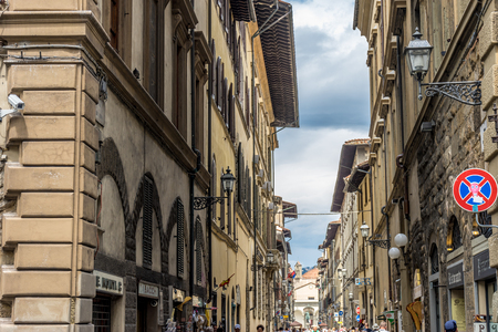 Florence, Italy - 25 June 2018: Tourists on street at Piazza San Giovanni in Florence, Italyのeditorial素材