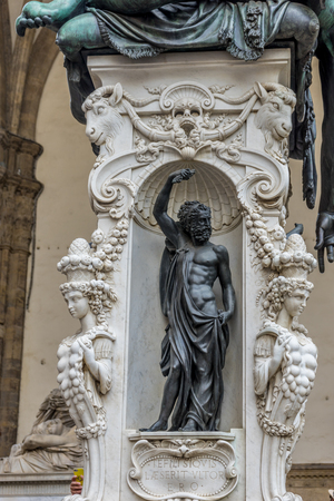Florence, Italy - 25 June 2018: Piazza della Signoria at Loggia dei Lanzi in Florence, Italyのeditorial素材