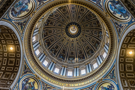 Vatican City, Italy - 23 June 2018: Decoration on the ceiling dome of Saint Peter's Basilica at St. Peter's Square in Vatican Cityのeditorial素材