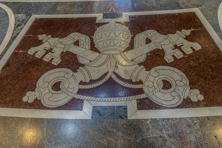 Vatican City, Italy - 23 June 2018: Decorated marble flooring interiors of Saint Peter's Basilica at St. Peter's Square in Vatican Cityのeditorial素材