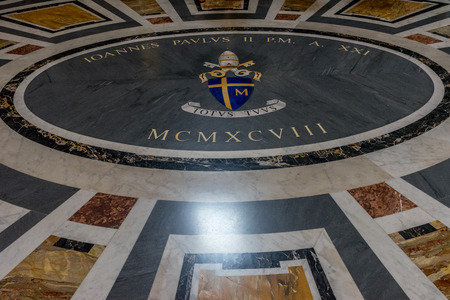 Vatican City, Italy - 23 June 2018: Decorated marble flooring interiors of Saint Peter's Basilica at St. Peter's Square in Vatican Cityのeditorial素材