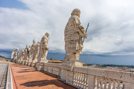 Vatican City, Italy - 23 June 2018: Statue on the Terrace of Saint Peter's Basilicaのeditorial素材