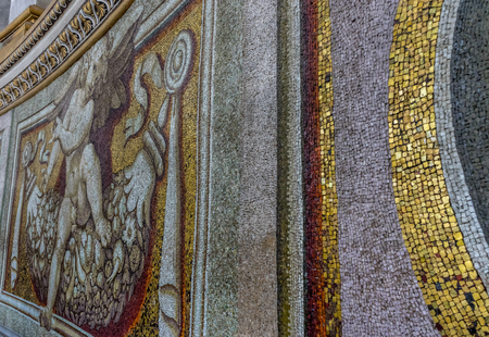 Vatican City, Italy - 23 June 2018: Art Decoration on the walls of Saint Peter's Basilica while walking upward towards the domeのeditorial素材