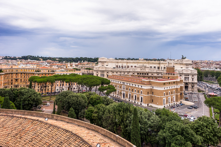 Rome, Italy - 23 June 2018: Cityscape of Rome from  Castel Sant Angelo, tomb of unknown soldierのeditorial素材