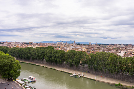 Rome, Italy - 23 June 2018: Cityscape of Rome with Tiber river and bridge viewed from  Castel Sant Angelo, Mausoleum of Hadrianのeditorial素材
