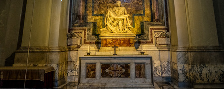 Vatican City, Italy - 23 June 2018: La Pieta ("The Pity") 1499 Renaissance sculpture by Michelangelo Buonarroti, inside St. Peter's Basilica in Vatican Cityのeditorial素材