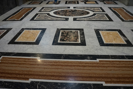 Vatican City, Italy - 23 June 2018: Marble flooring of Saint Peter's Basilica at St. Peter's Square in Vatican Cityのeditorial素材