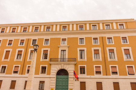 Rome, Italy - 23 June 2018: The large building on streeet of  Via della Conciliazione towards Castel Sant Angelo, Mausoleum of Hadrian. Famous world landmark. Scenic urban landscape.のeditorial素材