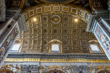 Vatican City, Italy - 23 June 2018: Decoration on the ceiling dome of Saint Peter's Basilica at St. Peter's Square in Vatican Cityのeditorial素材