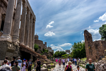 Rome, Italy - 23 june 2018: Ruins of roman forum viewed in Rome,Italyのeditorial素材