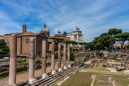 Rome, Italy - 23 june 2018: Ruins of roman forum viewed in Rome,Italyのeditorial素材