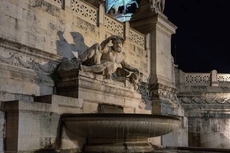 Rome, Italy - 23 june 2018: Monument to Vittorio Emanuele II viewed from tomb of the unknown soldier in Rome,Italy at nightのeditorial素材