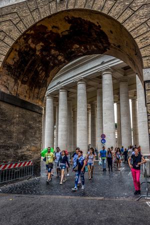 Vatican City, Italy - 23 June 2018: Tourists walk towards Porta Angelica, Vatican city St.Peters squareのeditorial素材