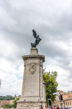 Rome, Italy - 23 june 2018: Angel Statue on Ponte Sant'Angelo, once the Aelian Bridge or Pons Aelius on the tiber riverのeditorial素材