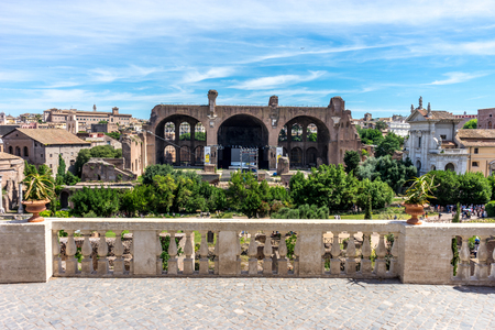 Rome, Italy - 24 June 2018:The ancient ruins of Basilica of Maxentius at Palatine Hills, Roman Forum in Romeのeditorial素材