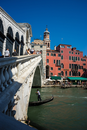 Venice, Italy - 30 June 2018: The Rialto bridge over the grand canal in Venice, Italyのeditorial素材
