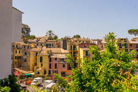 Corniglia,Cinque Terre, Italy - 27 June 2018: The townscape and cityscape of Corniglia, Cinque Terre, Italyのeditorial素材