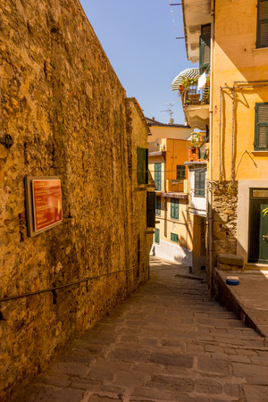 Corniglia,Cinque Terre, Italy - 27 June 2018: The narrow streets of Corniglia, Cinque Terre, Italyのeditorial素材