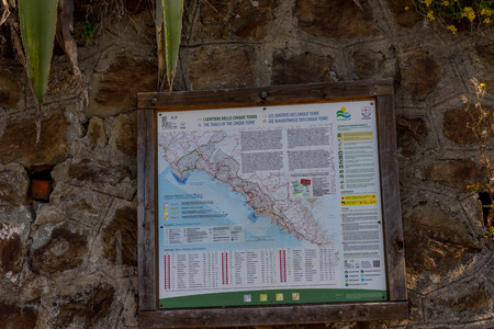 Corniglia,Cinque Terre, Italy - 27 June 2018: Trekking and walking trails of Cinque Terre at Corniglia, Cinque Terre, Italyのeditorial素材