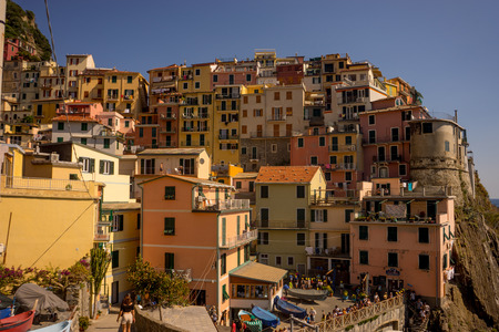Manarola, Cinque Terre, Italy - 27 June 2018: The cityscape of Manarola, Cinque Terre, Italyのeditorial素材