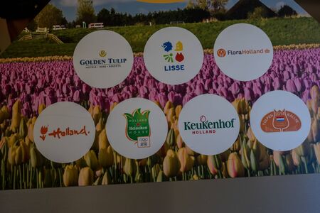 Flower garden, Netherlands, Europe, a close up of a signの写真素材