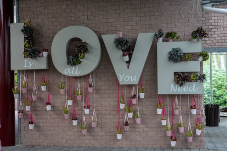 Flower garden, Netherlands, Europe, a group of stuffed animals sitting on top of a buildingの写真素材