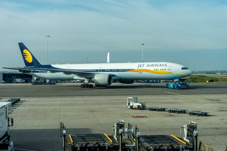 Schiphol, Amsterdam, Netherlands - 4 November 2018 : Indian Jet Airways plane at the airport dock