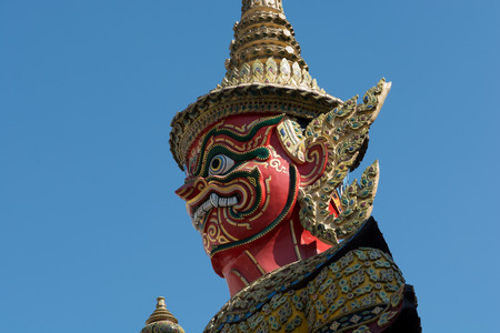 Demon warrior Yaksha. Statue in Emerald Buddha Templeの写真素材