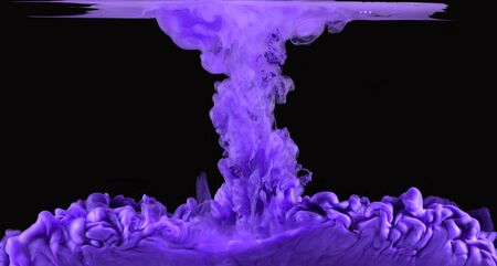 Beautiful purple paint in water. Abstract amazing plumesの写真素材