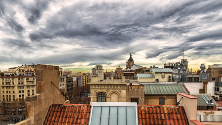 Panoramic view of Barcelona from Casa Batll in Spainの写真素材