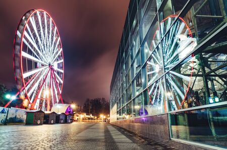 Ferris wheel with reflection in Kharkivのeditorial素材