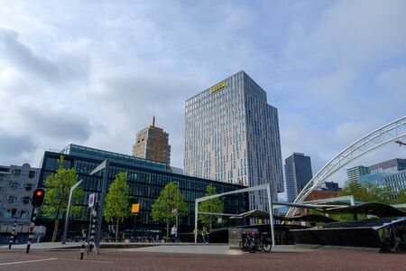 Rotterdam, South Holland, Holland - May 5 2019: Archirecture of the city on the streets and channels, Netherlandsの写真素材
