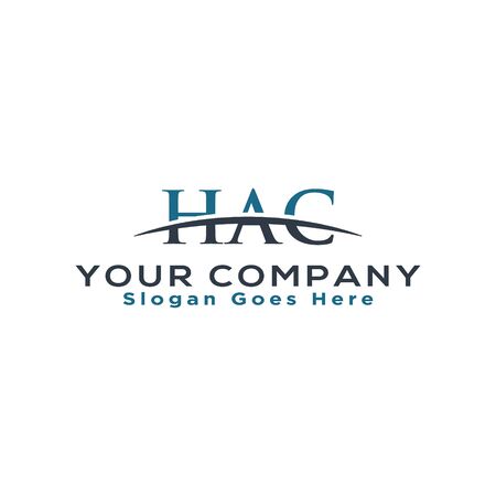 Initial letter HAC, overlapping movement swoosh horizon logo company design inspiration in blue and gray color vectorのイラスト素材